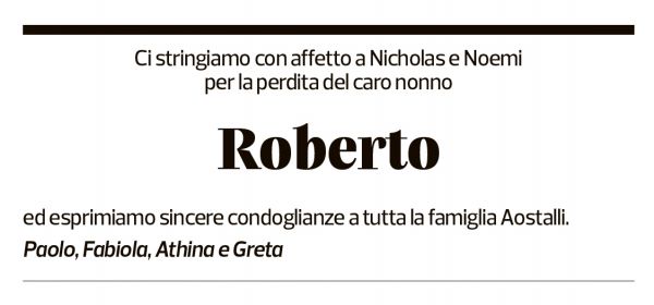 Annuncio funebre Roberto Aostalli