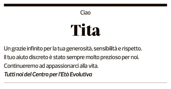 Annuncio funebre Tita Maggetti