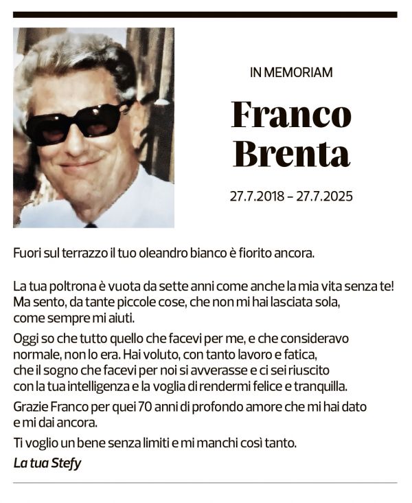Annuncio funebre Franco Brenta