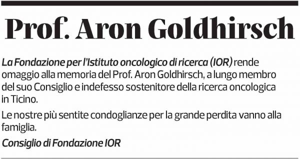 Annuncio funebre Aron Goldhirsch
