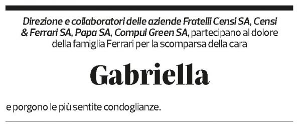 Annuncio funebre Gabriella Clelia Antonia Ferrari