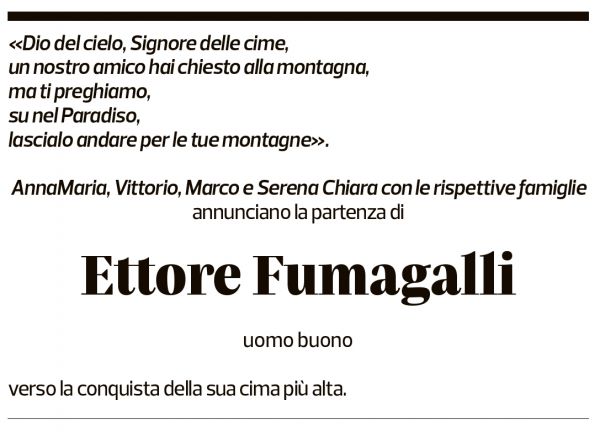 Annuncio funebre Ettore Fumagalli