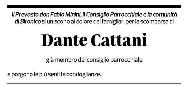 Annuncio funebre Dante Cattani