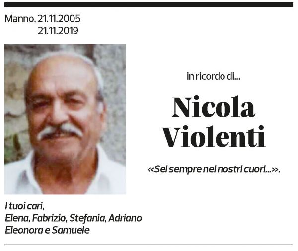 Annuncio funebre Nicola Violenti