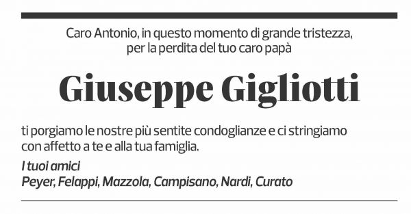 Annuncio funebre Giuseppe Gigliotti