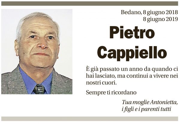 Annuncio funebre Pietro Cappiello