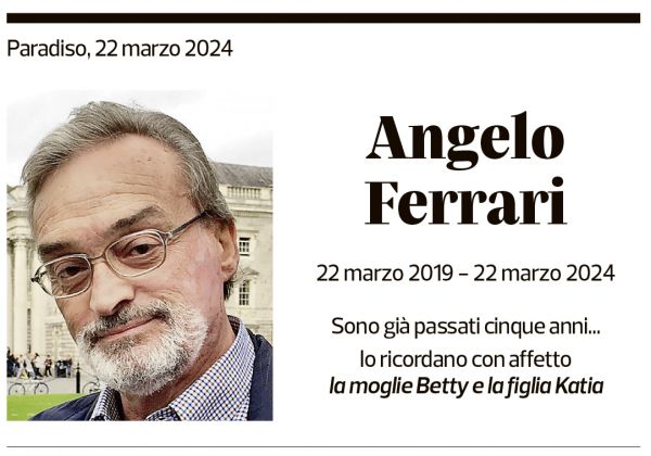 Annuncio funebre Angelo Ferrari