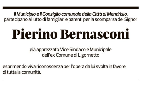 Annuncio funebre Pierino Bernasconi