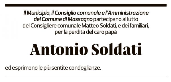 Annuncio funebre Antonio Soldati