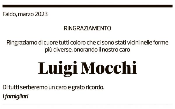 Annuncio funebre Luigi Mocchi