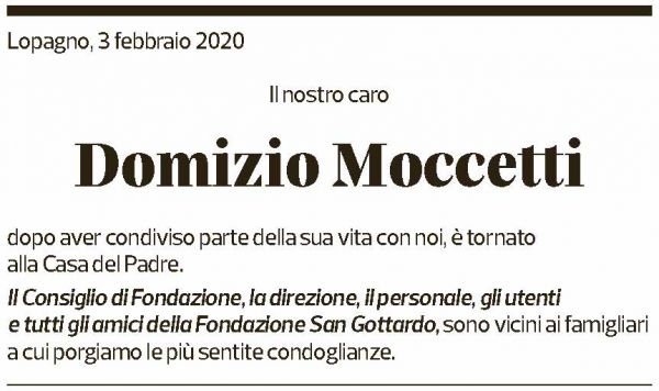 Annuncio funebre Domizio Moccetti