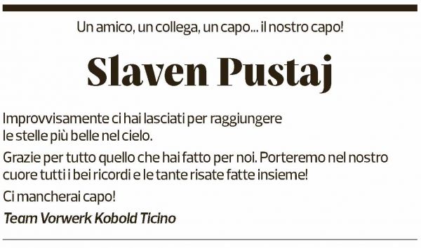 Annuncio funebre Slaven Pustaj