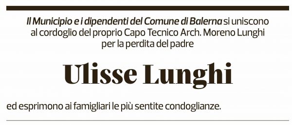 Annuncio funebre Ulisse Lunghi