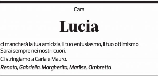 Annuncio funebre Lucia Barella-kerényi
