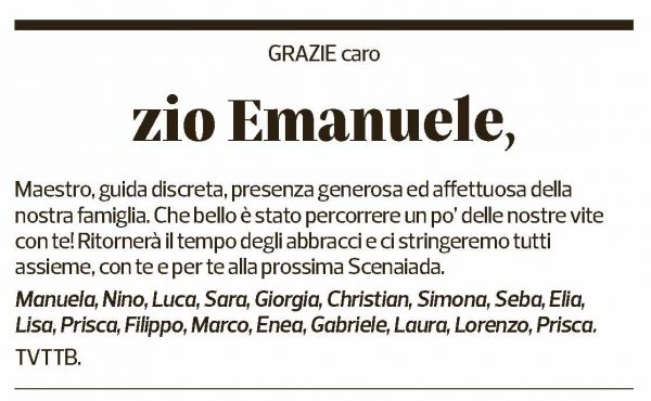 Annuncio funebre Emanuele Melchionda