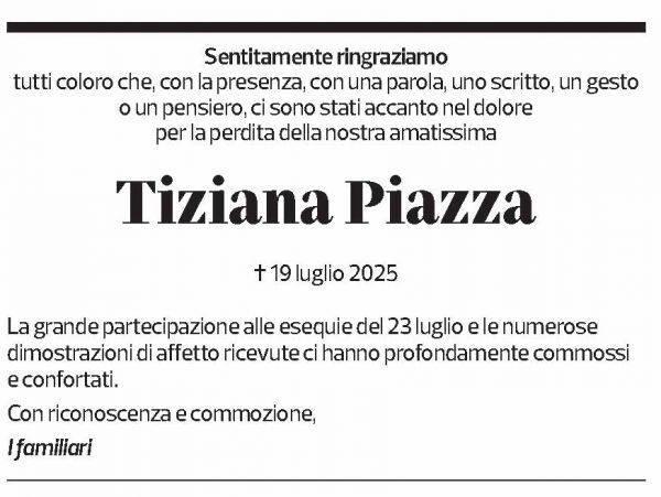 Annuncio funebre Tiziana Piazza