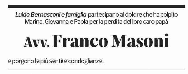 Annuncio funebre Franco Masoni