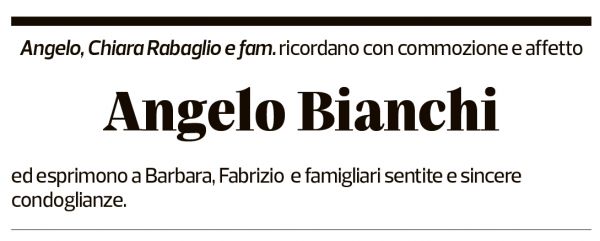 Annuncio funebre Angelo Bianchi