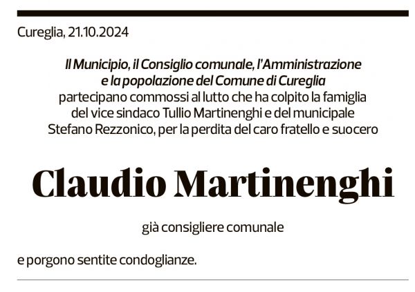 Annuncio funebre Claudio Martinenghi