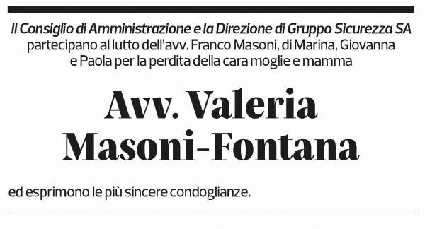 Annuncio funebre Valeria Masoni-fontana