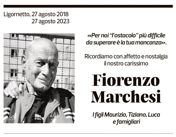 Annuncio funebre Fiorenzo Marchesi