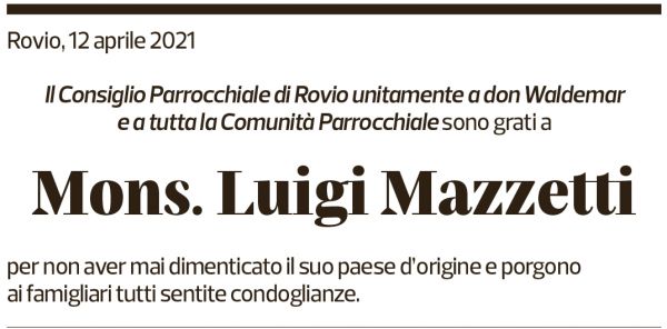 Annuncio funebre Luigi Mazzetti