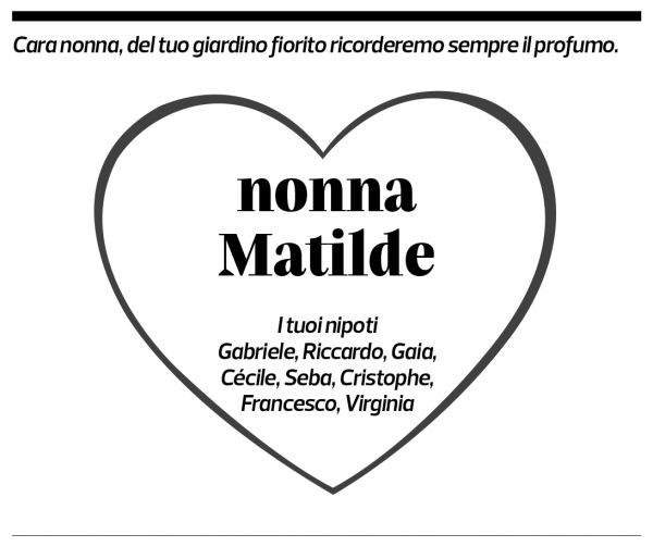Annuncio funebre Matilde Bonetti Soldati