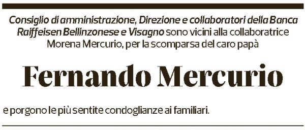 Annuncio funebre Fernando Mercurio