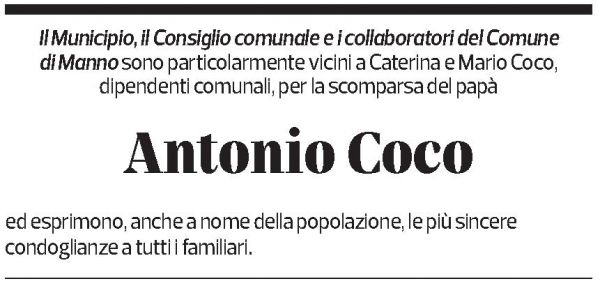 Annuncio funebre Antonio Coco