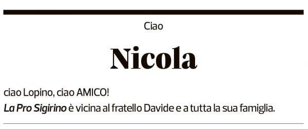 Annuncio funebre Nicola Locatelli