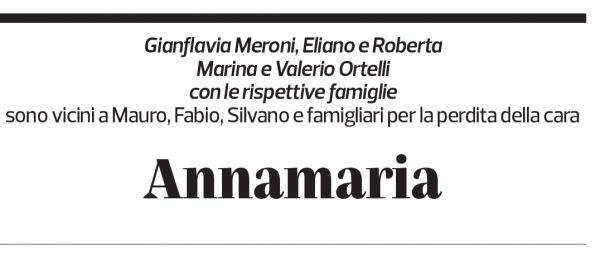 Annuncio funebre Annamaria Ortelli