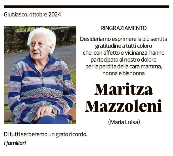 Annuncio funebre Maritza Mazzoleni