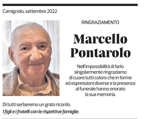 Annuncio funebre Marcello Pontarolo