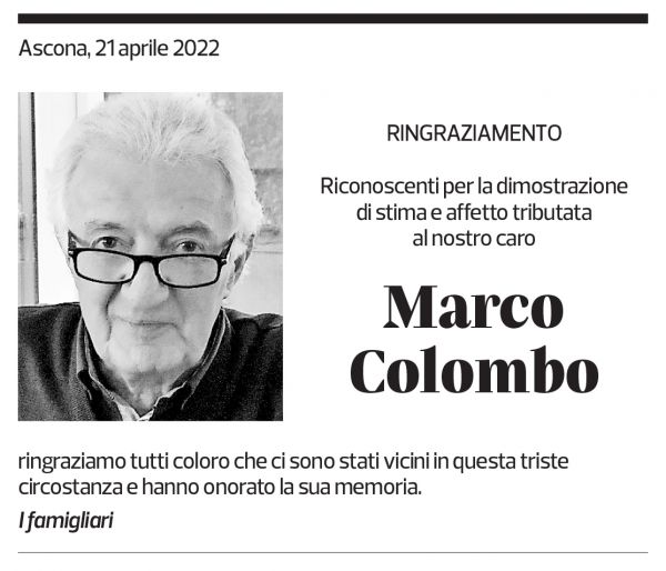 Annuncio funebre Marco Colombo