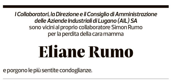 Annuncio funebre Eliane Rumo