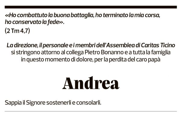 Annuncio funebre Andrea Bonanno