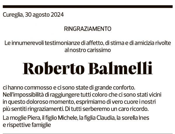 Annuncio funebre Roberto Balmelli