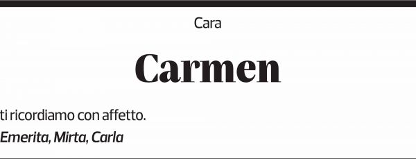 Annuncio funebre Carmen Foiada