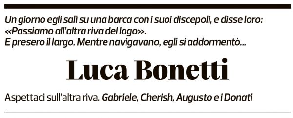 Annuncio funebre Luca Bonetti