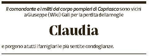 Annuncio funebre Claudia Galli