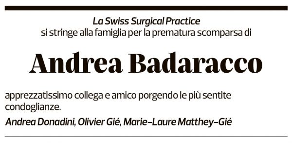 Annuncio funebre Andrea Badaracco