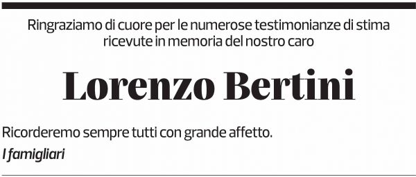 Annuncio funebre Lorenzo Bertini