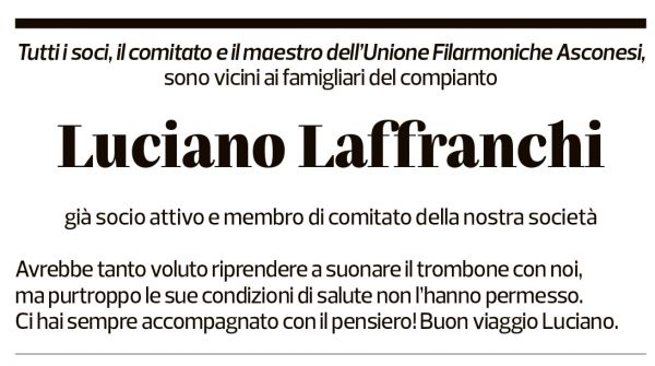 Annuncio funebre Luciano Laffranchi