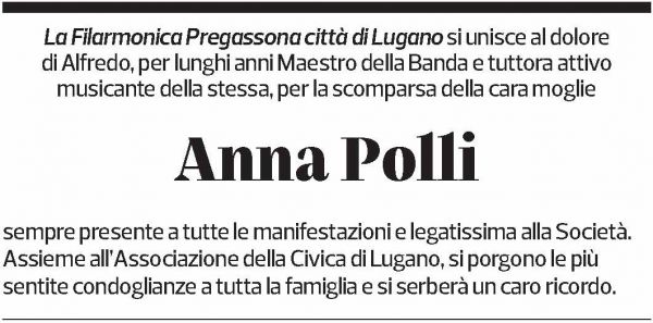 Annuncio funebre Anna Polli