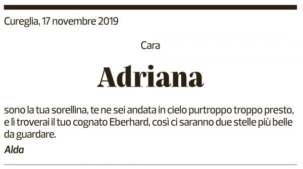Annuncio funebre Adriana Fumagalli