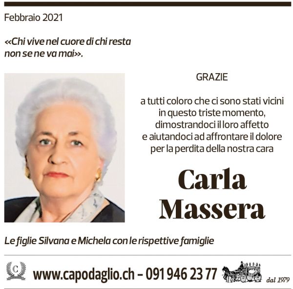 Annuncio funebre Carla Massera