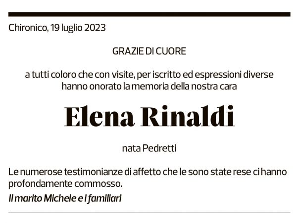 Annuncio funebre Elena Rinaldi