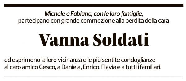 Annuncio funebre Vanna Soldati-bustelli