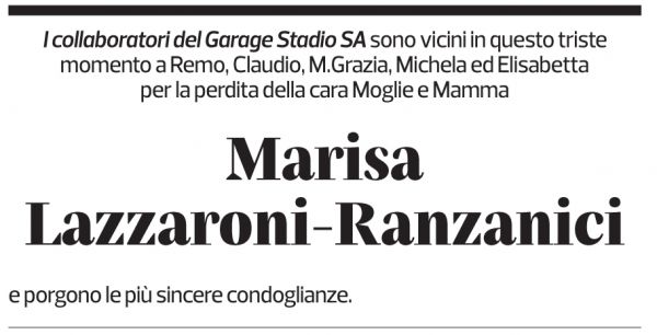 Annuncio funebre Marisa Lazzaroni-ranzanici