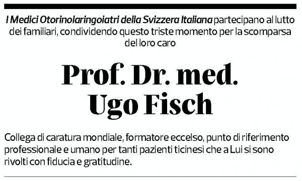 Annuncio funebre Ugo Fisch
